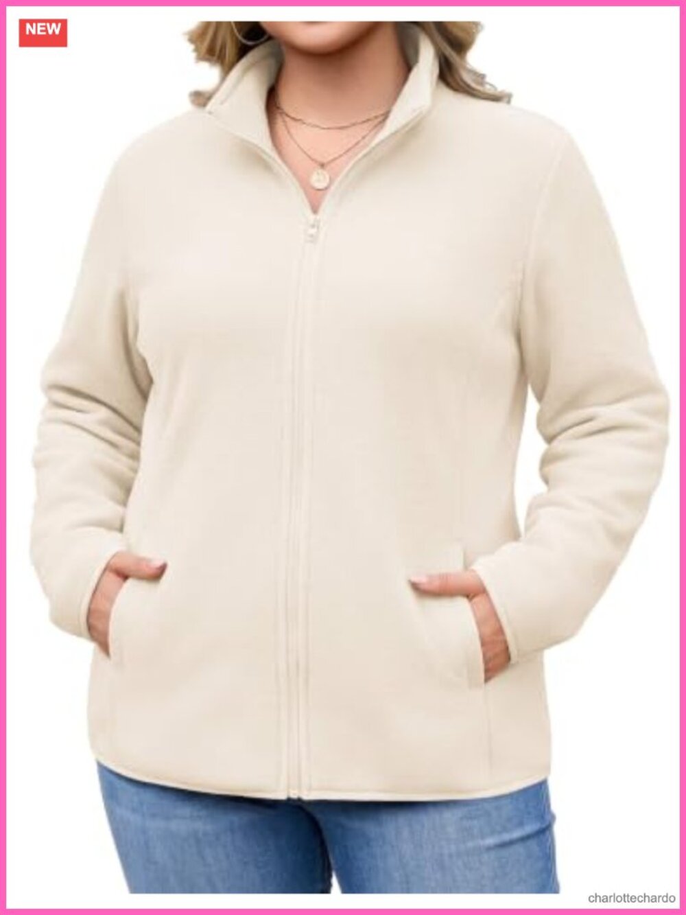 Plus Size Fleece Jacket Lightweight Full Zip Polar Fleece Coat